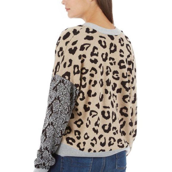 Payton Primrose Sweaters - Peyton Primrose Sweater Animal Print Crewneck Pullover Large